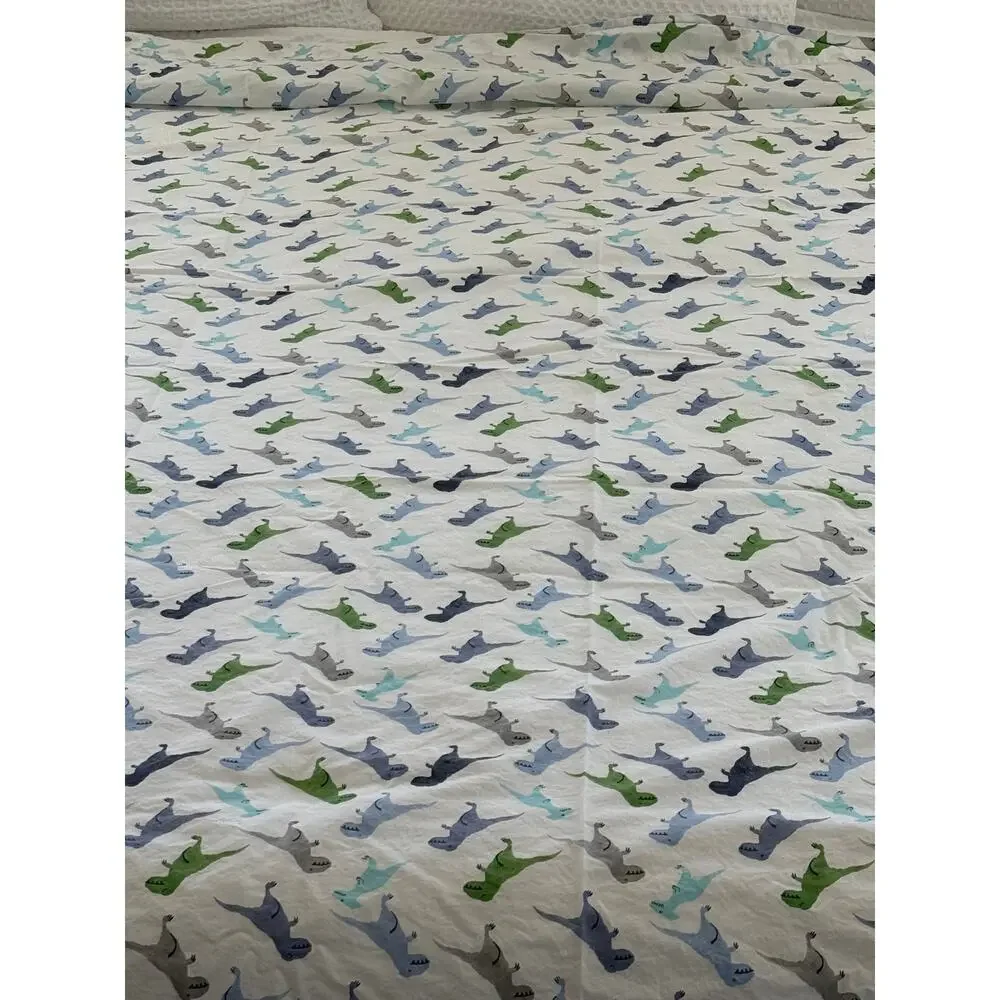 Pottery Barn Kids Dinosaur Twin Flat Sheet Organic Cotton Dino Bedding Child